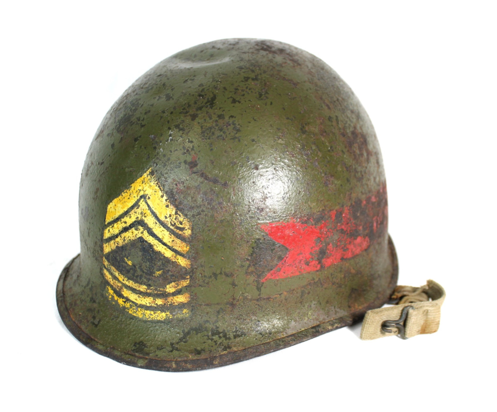 WW2 US M1 Front Seam Swivel Bale Sergeant Helmet And Liner