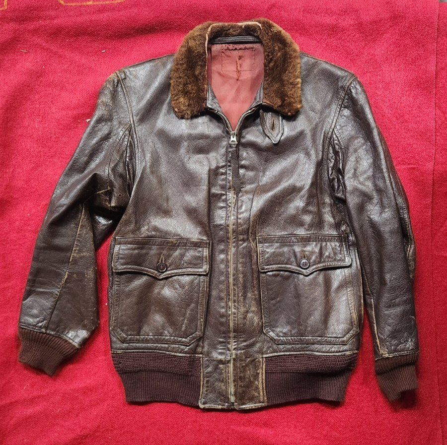 WWII USN US Navy Block Contract M-422A Flight Bomber Leather vintage Jacket