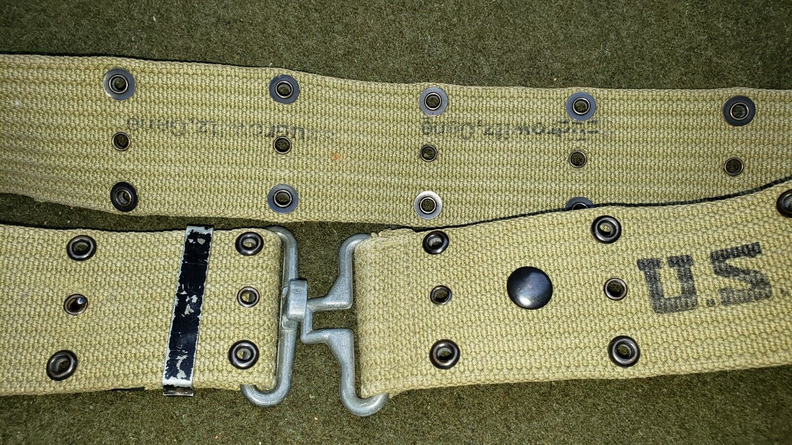 WWII USGI M1936 pistol belt mid war 1943 khaki 1911 M1 carbine equipment