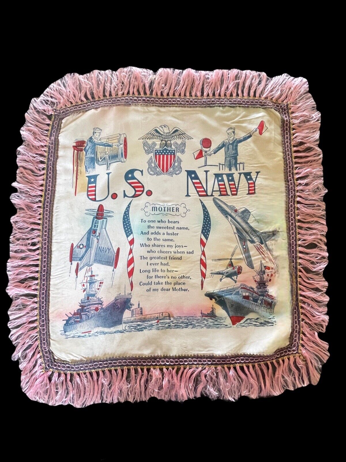VINTAGE WW2 U.S. Navy MILITARY SWEETHEART, MOTHER PILLOWCASE A