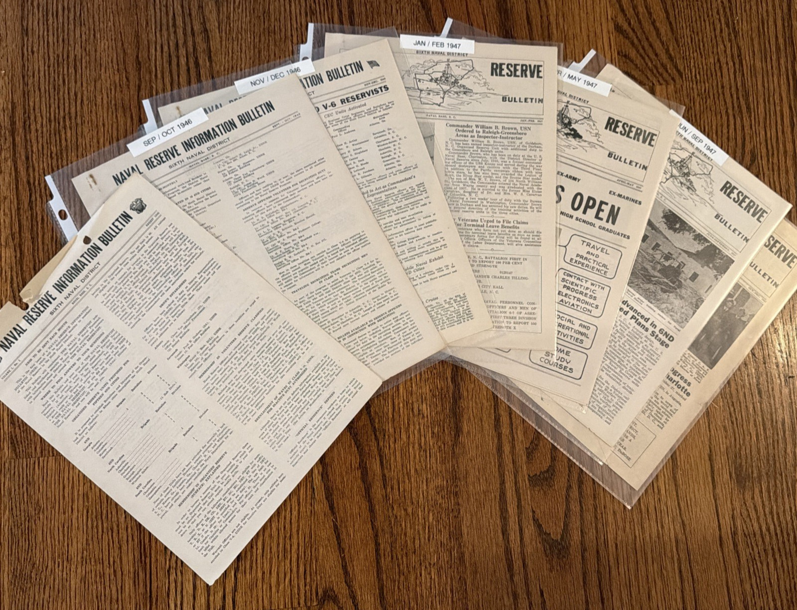 FREE SHIP 1946-47 Lot of SEVEN 6th Naval District Naval Reserve Info Bulletin