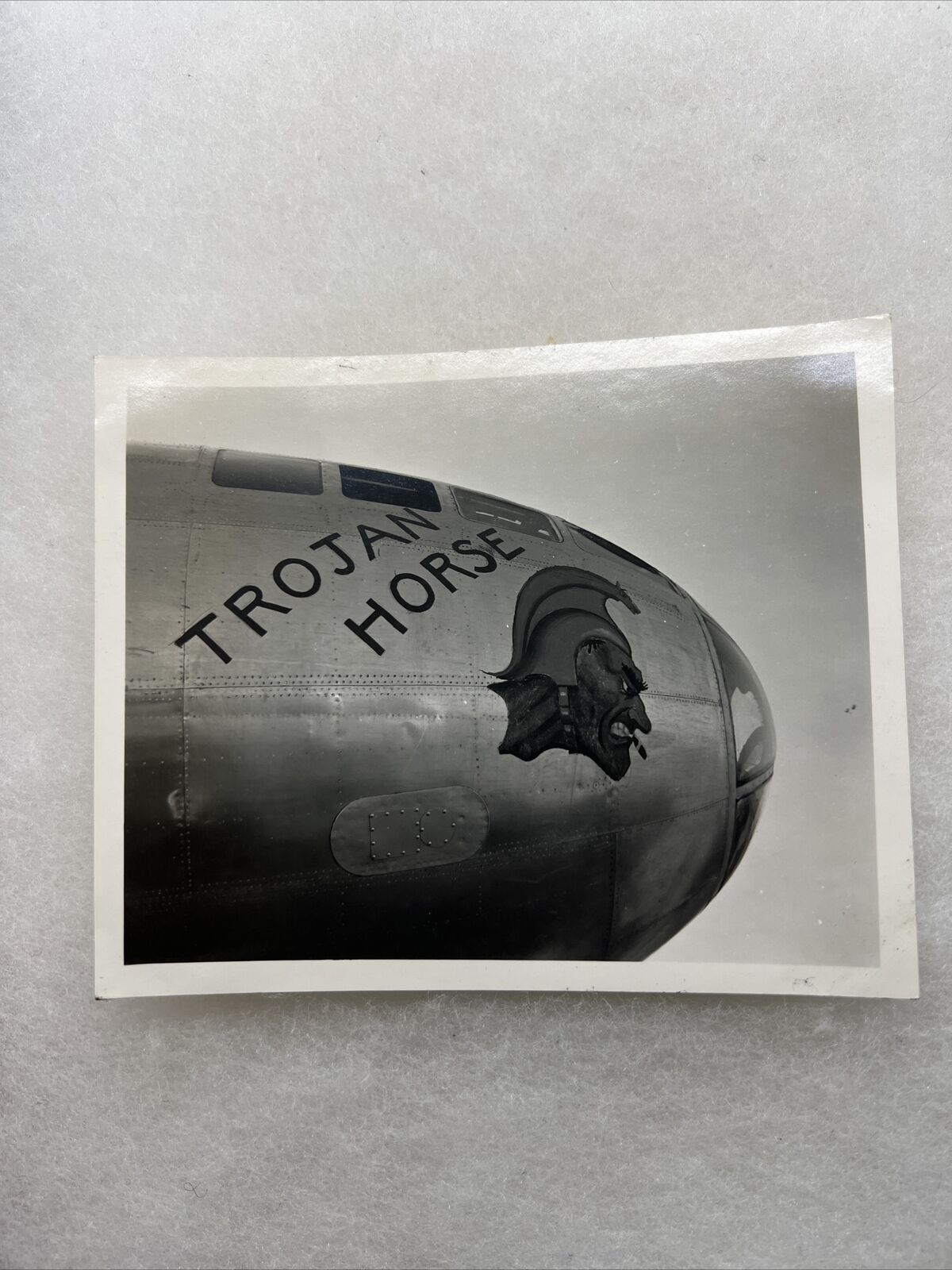 WW2 US Army Air Corps Nose Art “Trojan Horse” Plane Photo (V102