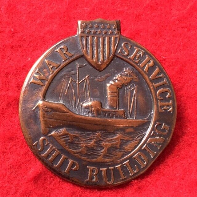 US World War 1 Era War Service Ship Building Pin Medal Badge, #\'d 86754, PB