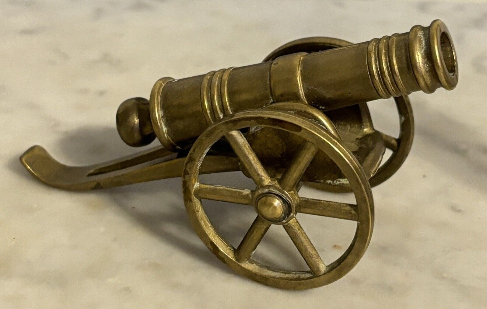 Vintage Brass Carriage Gun Cannon 4 1/2” England