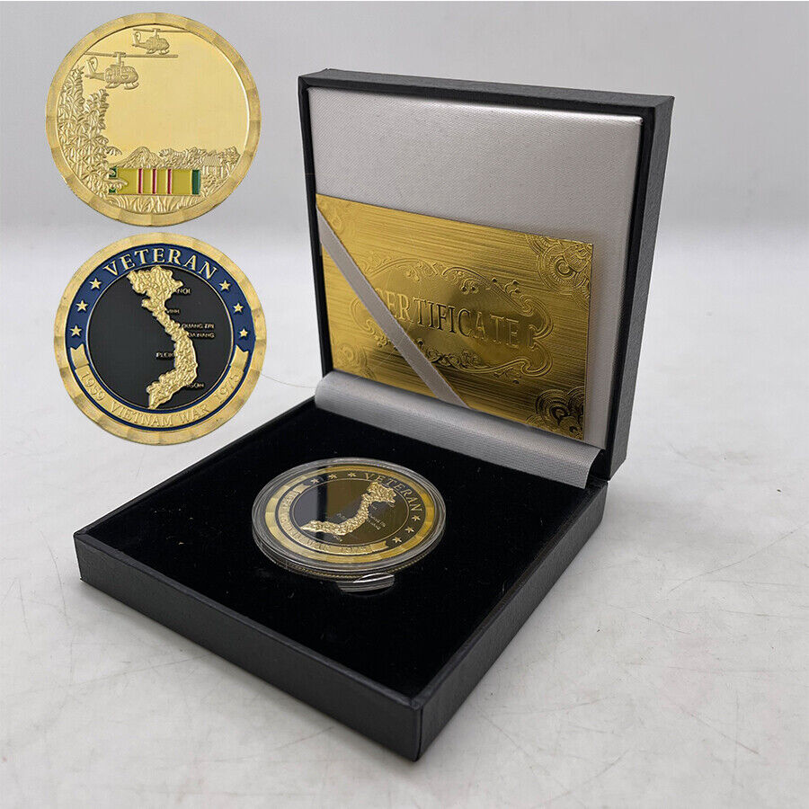 1959-1975 Vietnam War Commemorative Gold Challenge Coin In Box Souvenir Gift