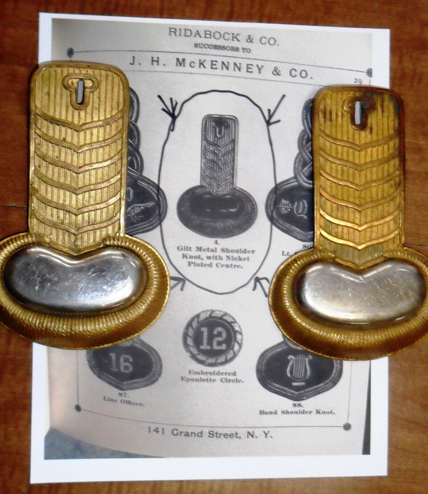 RARE US ARMY OFFICER KNOTS OR SCALES AS SEEN IN 1880s RIDABOCK CATALOG