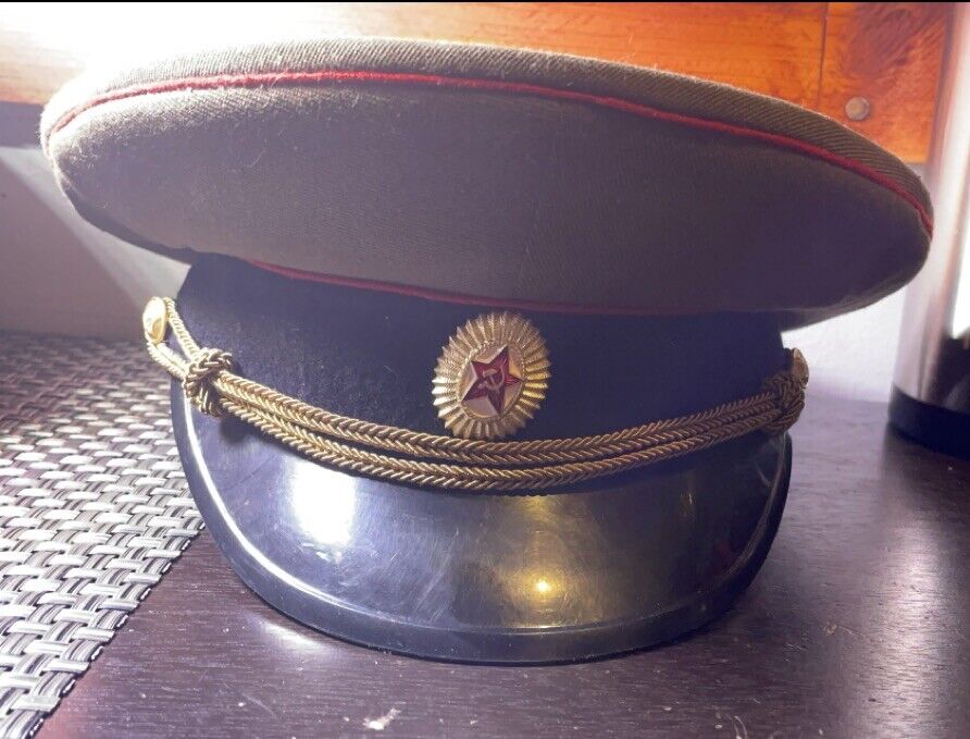 Vintage Soviet USSR Russian Military Army Uniform Visor Hat Peaked Cap SIZE 58
