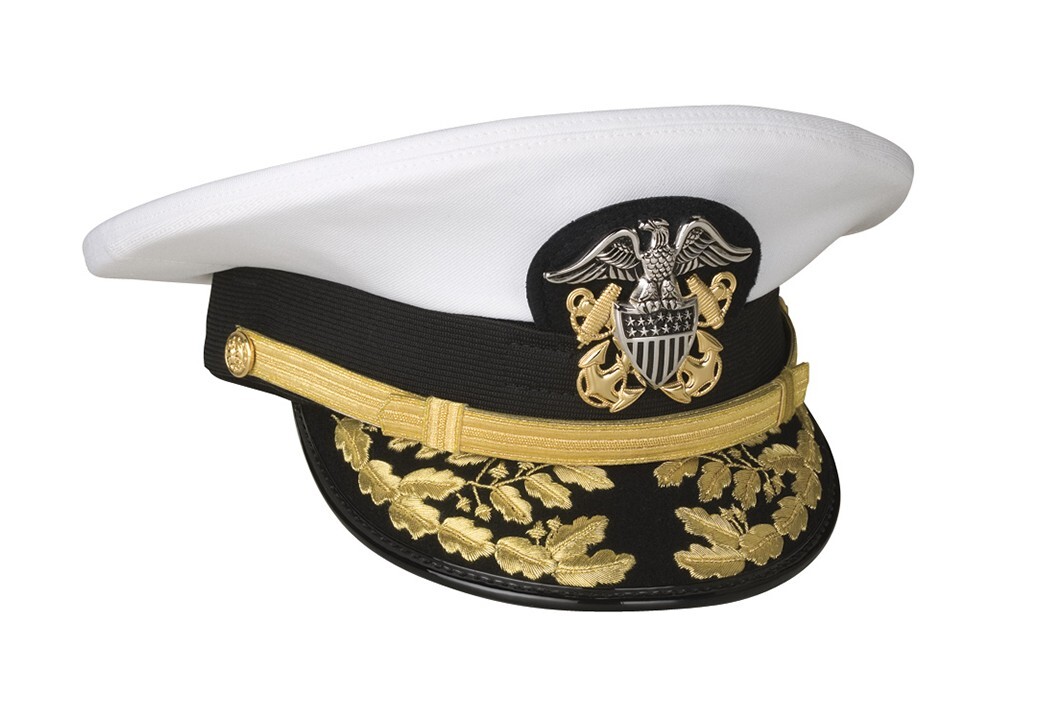 US NAVY COMMANDER ADMIRAL RANK WHITE HAT CAP R N COMMANDERS