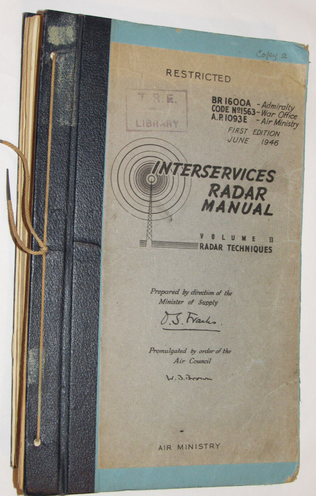VTG 1946 RAF AIR MINISTRY BOOK INTERSERVICES RADAR TECHNIQUES MANUAL/RESTRICTED