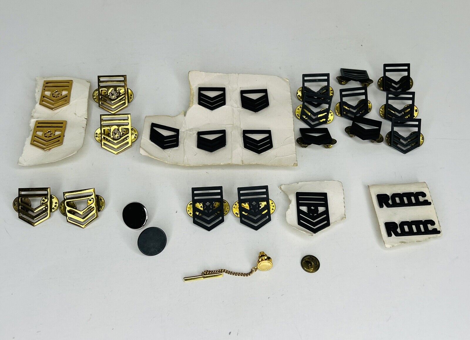 Vtg Lot of 28 ROTC Pins Military Stars Black Gold Army Sergeant First Class