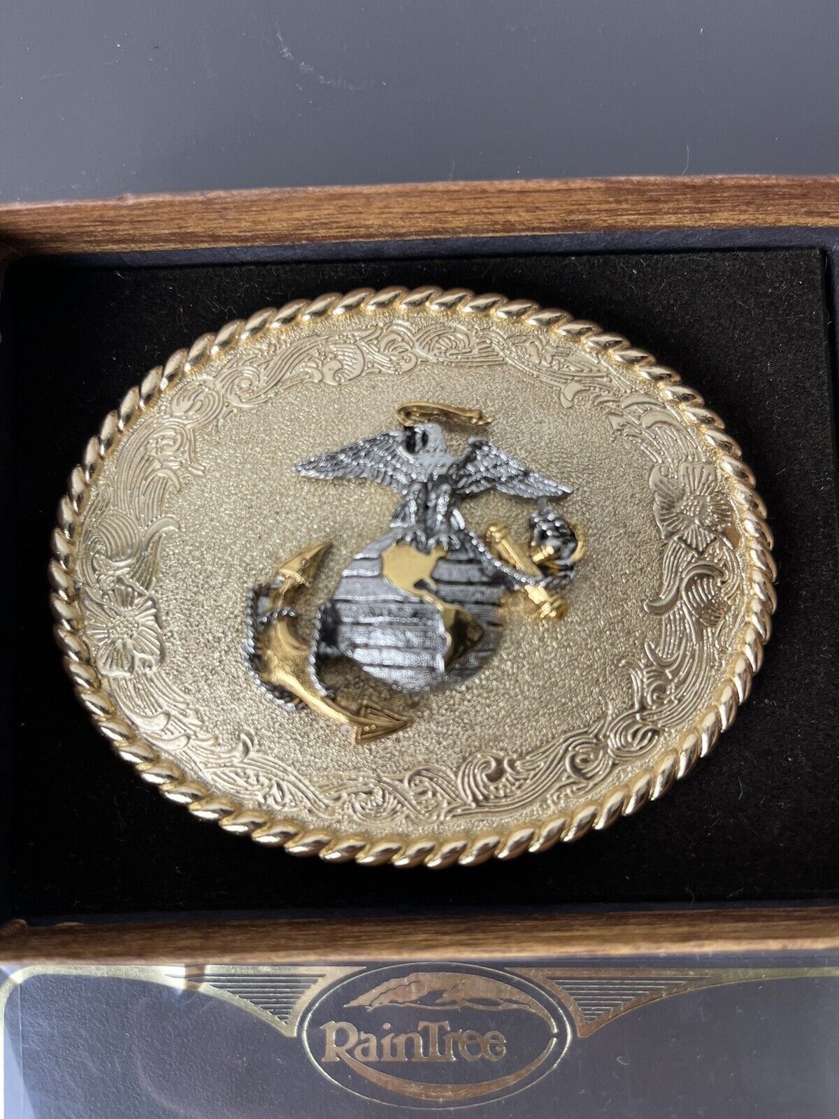 Vtg Raintree Belt Buckle USMC Brass/Bronze US Marines Ornate Etched 3D 1978