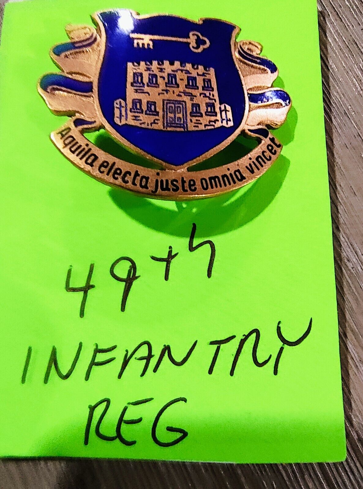 U.S. Army WW2 Era Vintage pin back 49th Infantry regimant