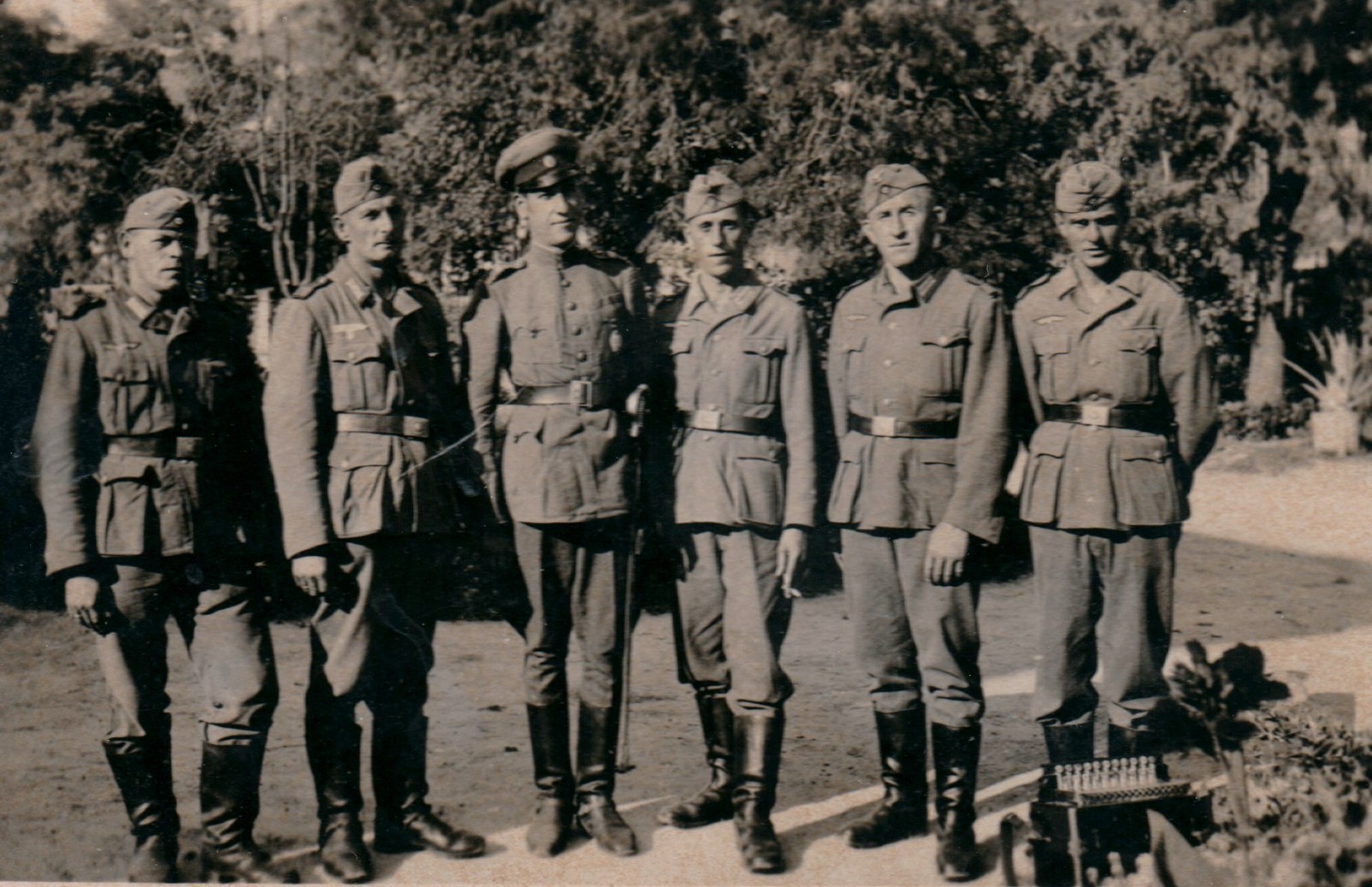 WWII German Soldiers Group Bulgarian Lieutenant Photo Axis Alliance Snapshot