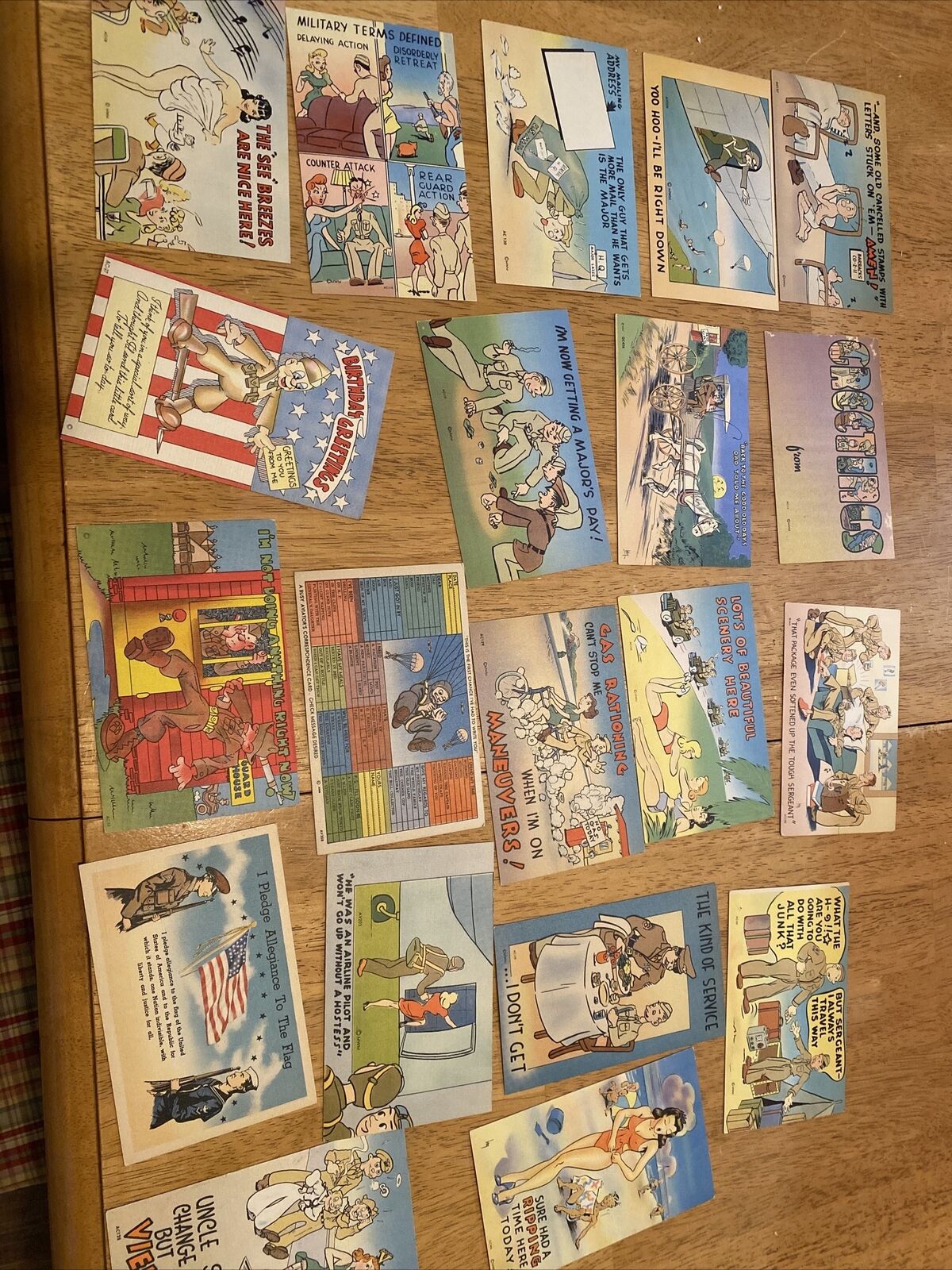 Lot Of 20 Antique Army Post Cards Full Set 1945