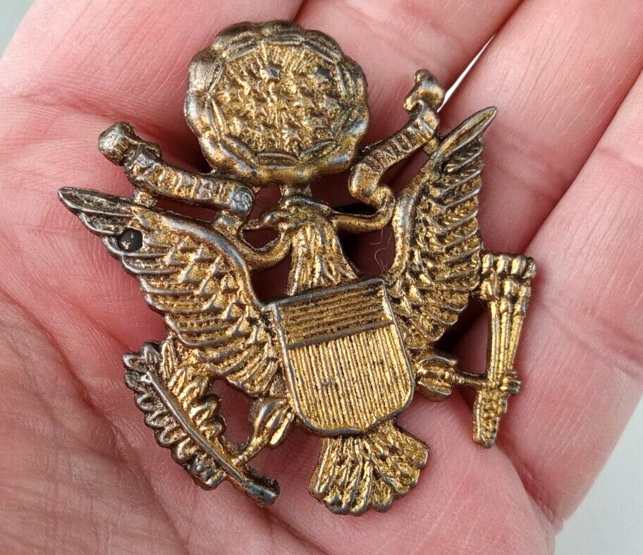 Original WWII Military Figural Seal Eagle Shield Bronze Sweetheart 2