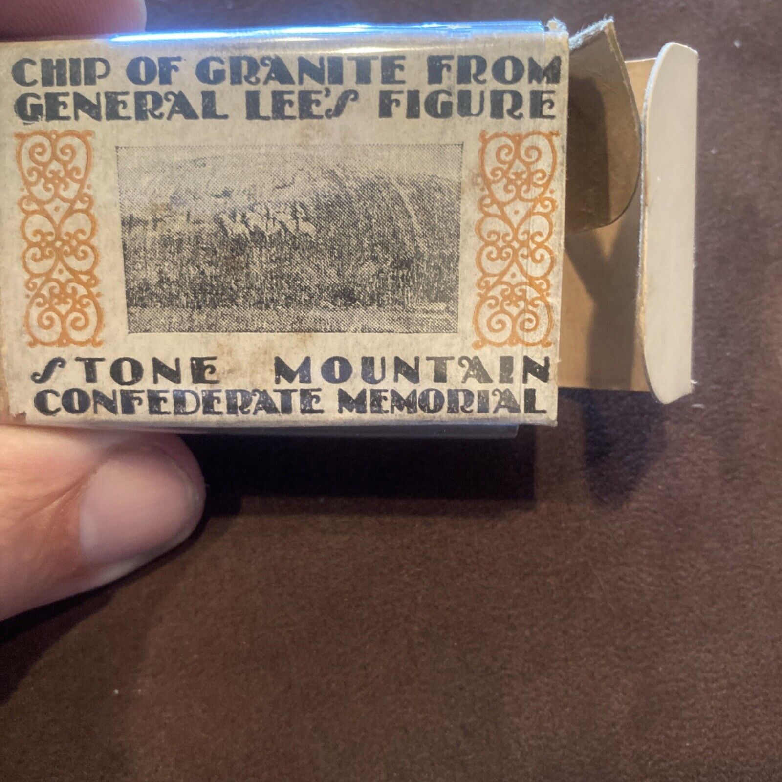 RARE 1925 Chip Of Granite From Gn Robert E Lee’s Figure Stone Mountain Ga W Box