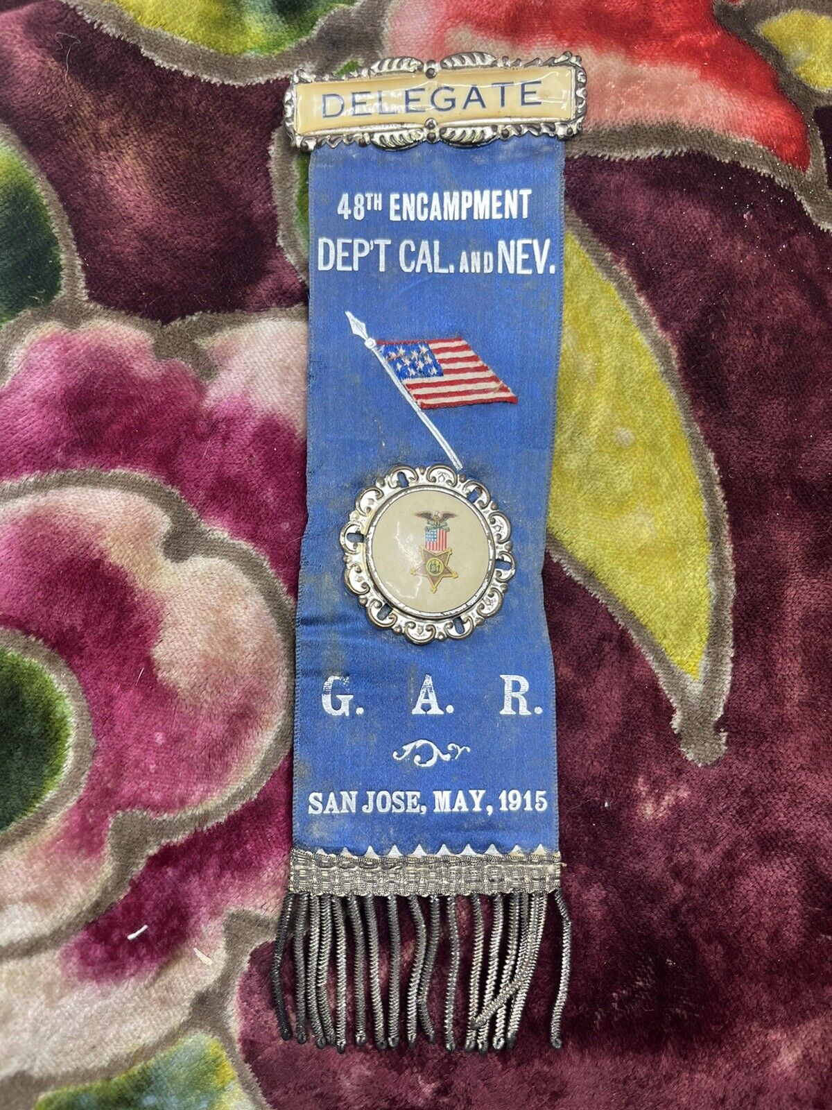 GAR 48th ENCAMPMENT CALIFORNIA NEVADA SAN JOSE 1915 RIBBON MEDAL