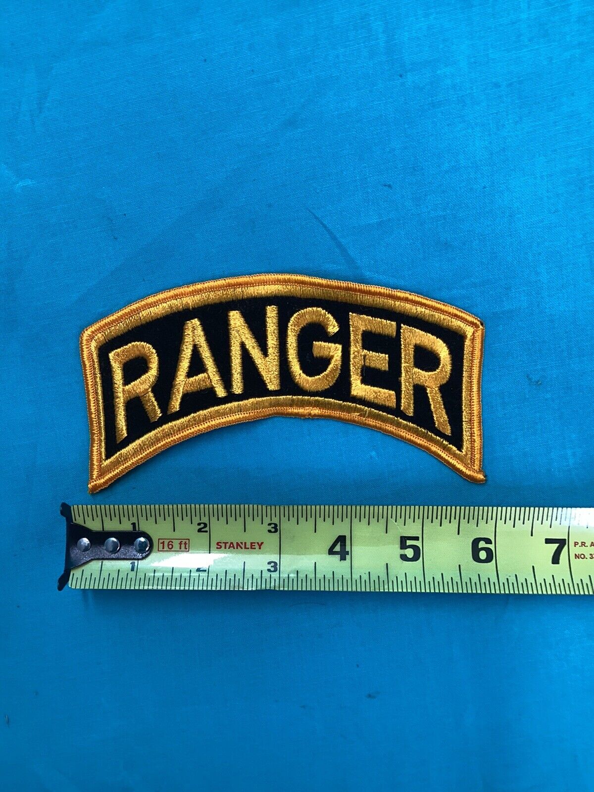 U.S. Army Ranger 6” Large Patch Gold Lettering On Black