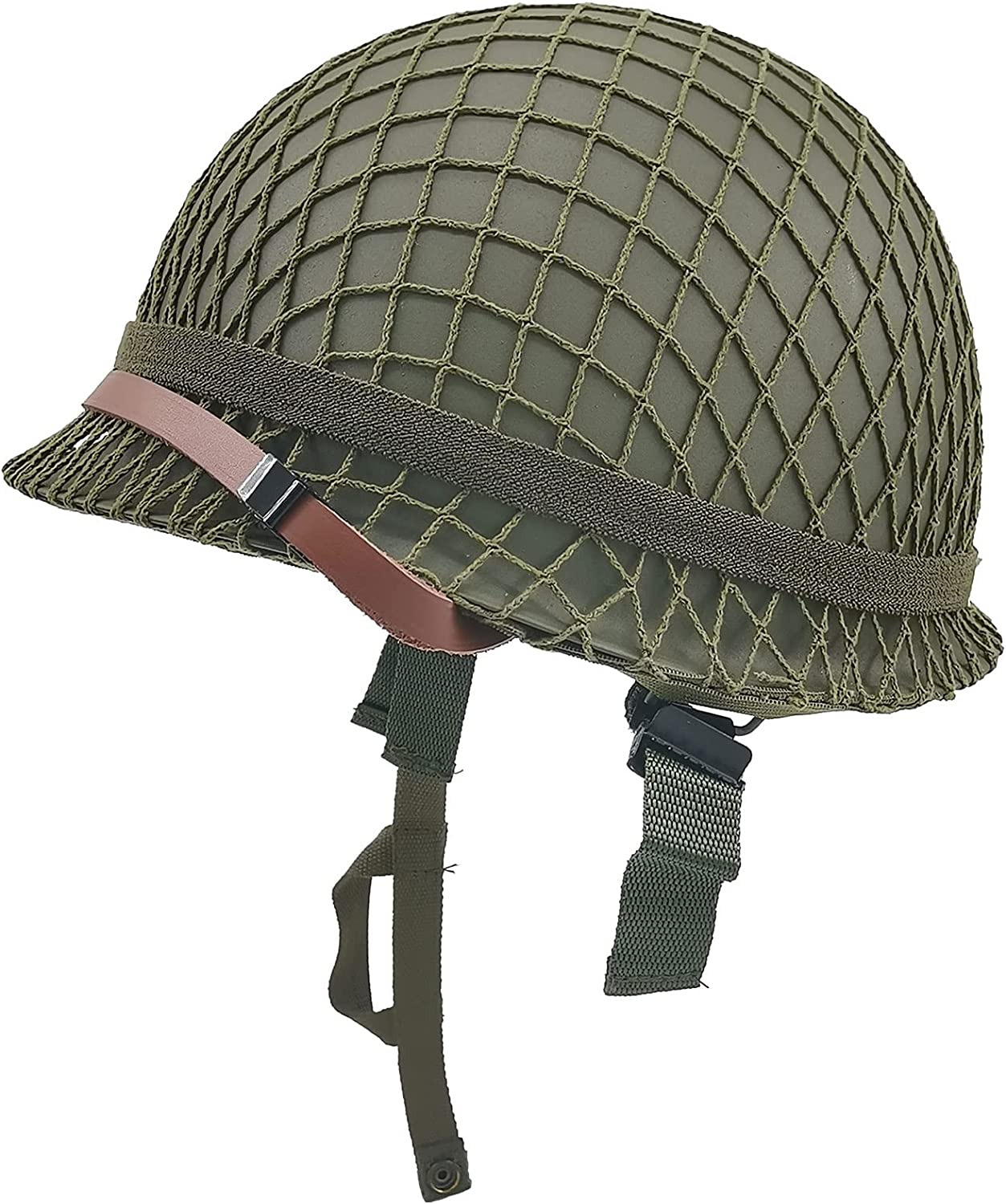 WWII US Army M1 Helmet, WW2 Gear, WW2 Helmet Metal Steel Shell Replica with Net/