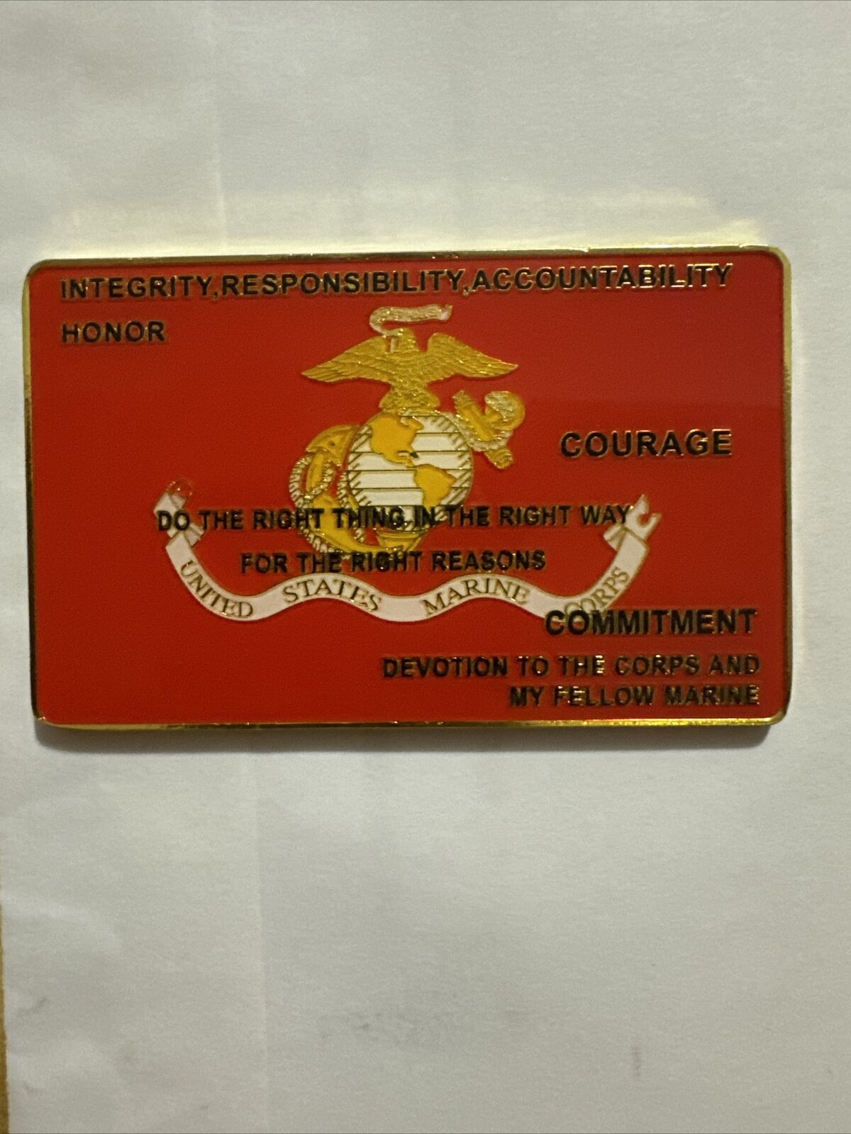 USMC Honor Courage and Commitment Card