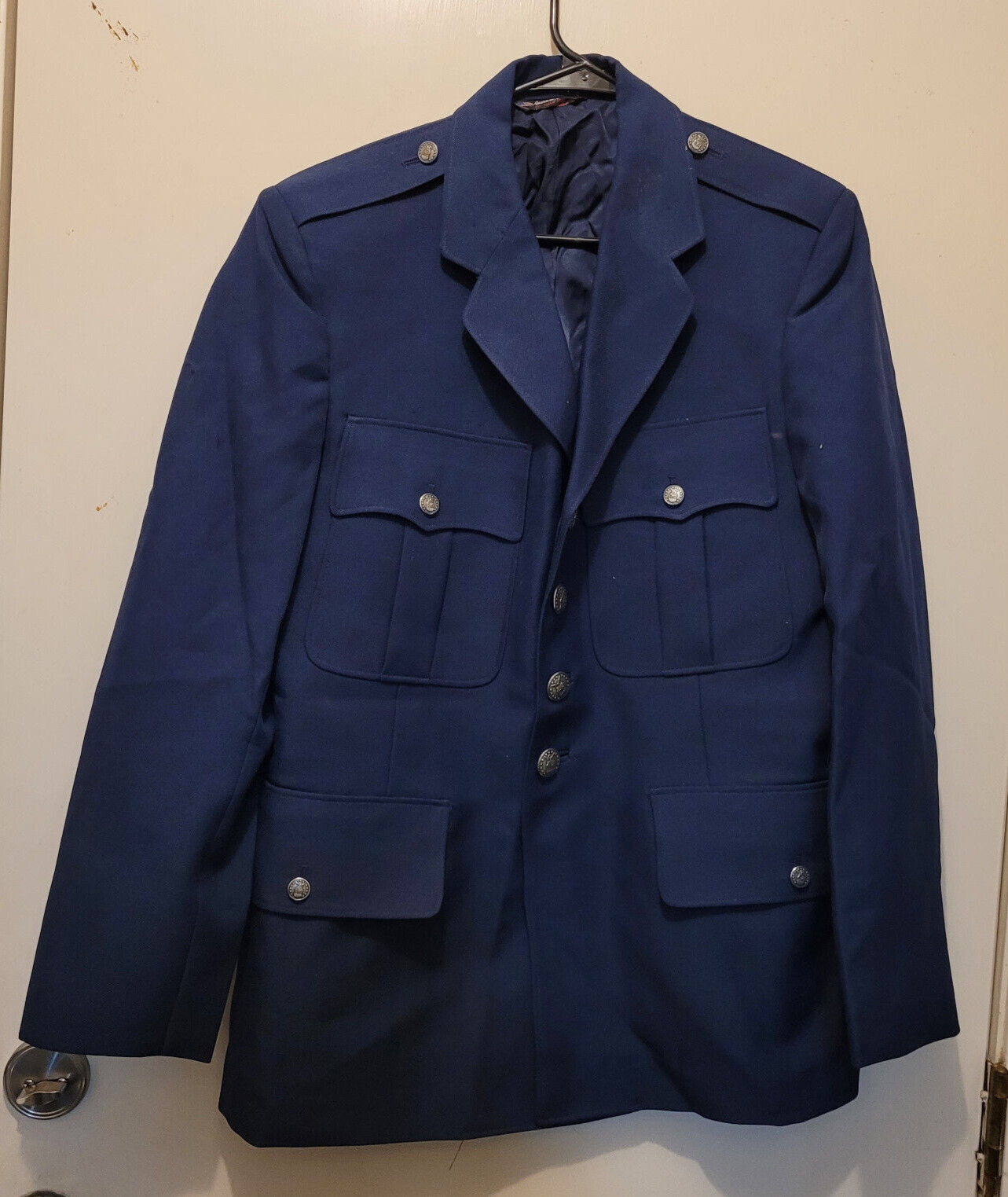 Vintage 1984 US Air Force Coat Enlisted 40-Short Blue Service Dress Polyester