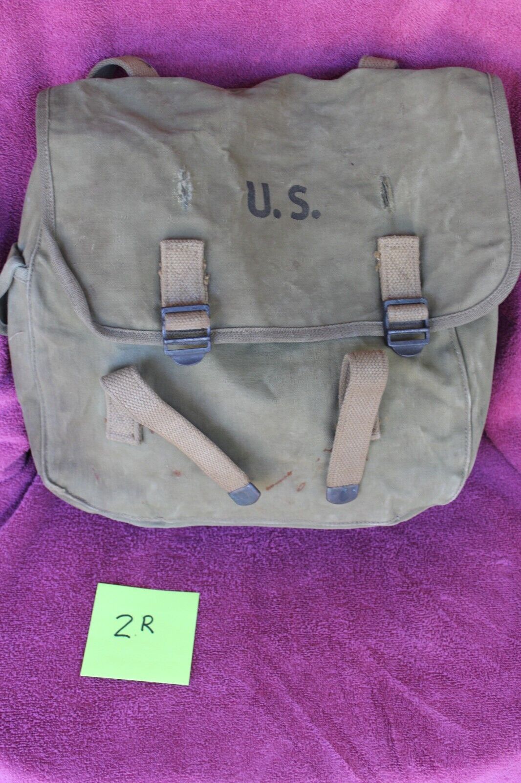 1941 American Leather Products Corp. WWII US Rubberized Mussette Field Bag