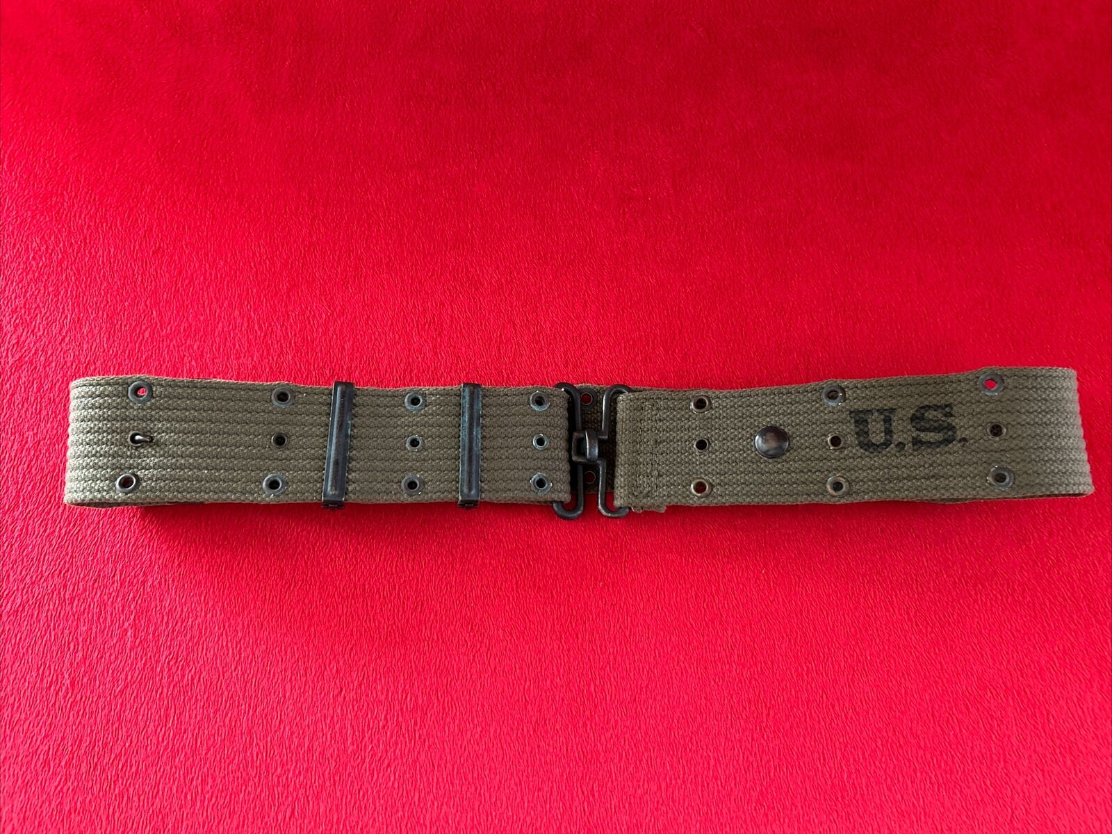 Korean War US Army Canvas Pistol Web Belt Dated 1950