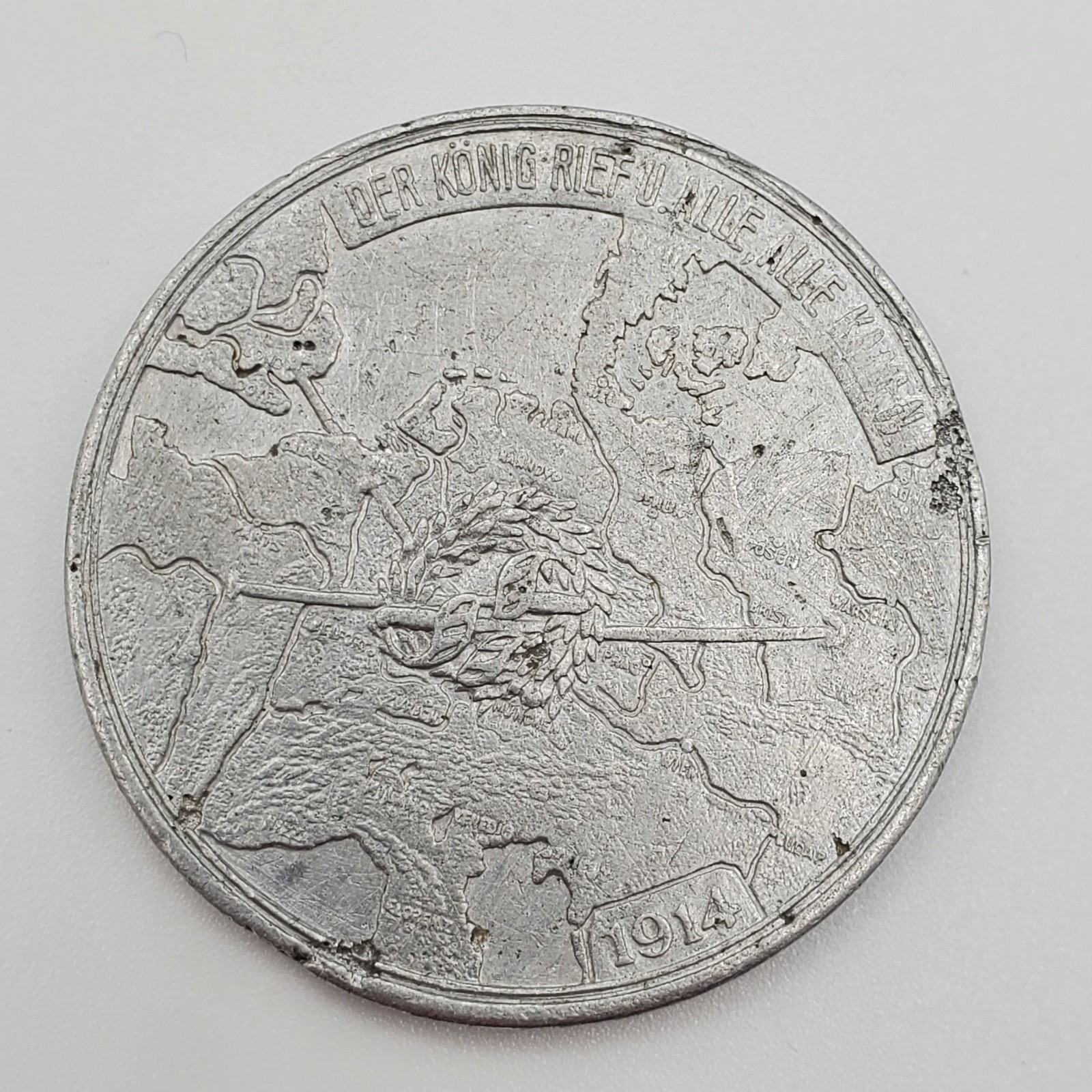 WW1 German 1914 Kaiser Mobilization Railway Medal Der König Rief Alle Kamen coin