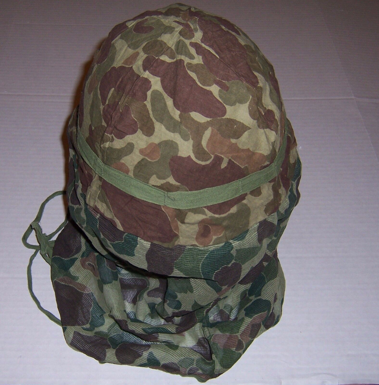 Camo helmet & face cover WWII US military genuine mosquito net world war 2