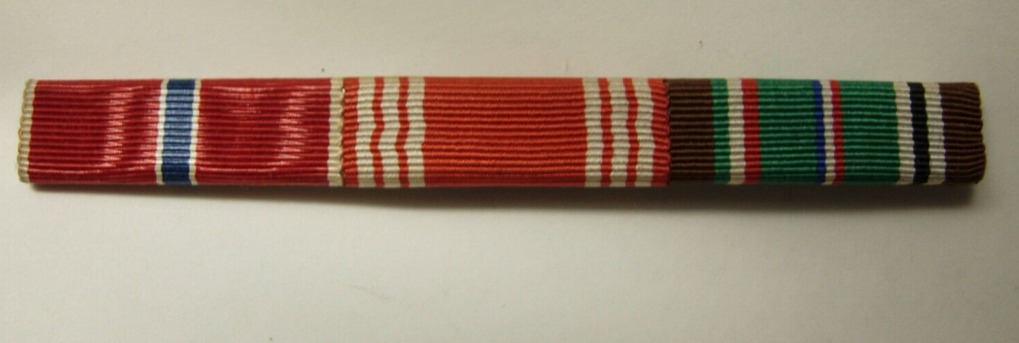WW2 British Made US Army 3 Place Ribbon Bar - Bronze Star - Good Conduct - ETO