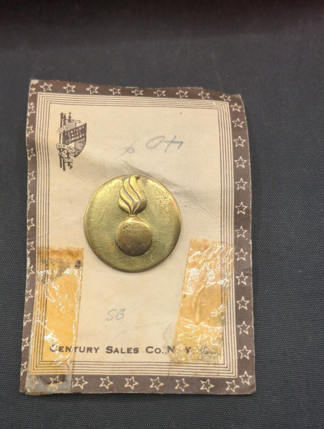 WWII/2 US Army Ordnance enlisted screw-back collar brass on the card
