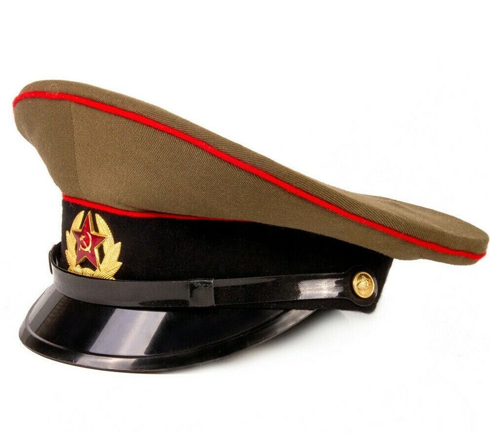 Genuine Soviet USSR Soldier Hat with Military Badge Star Emblem, size 56