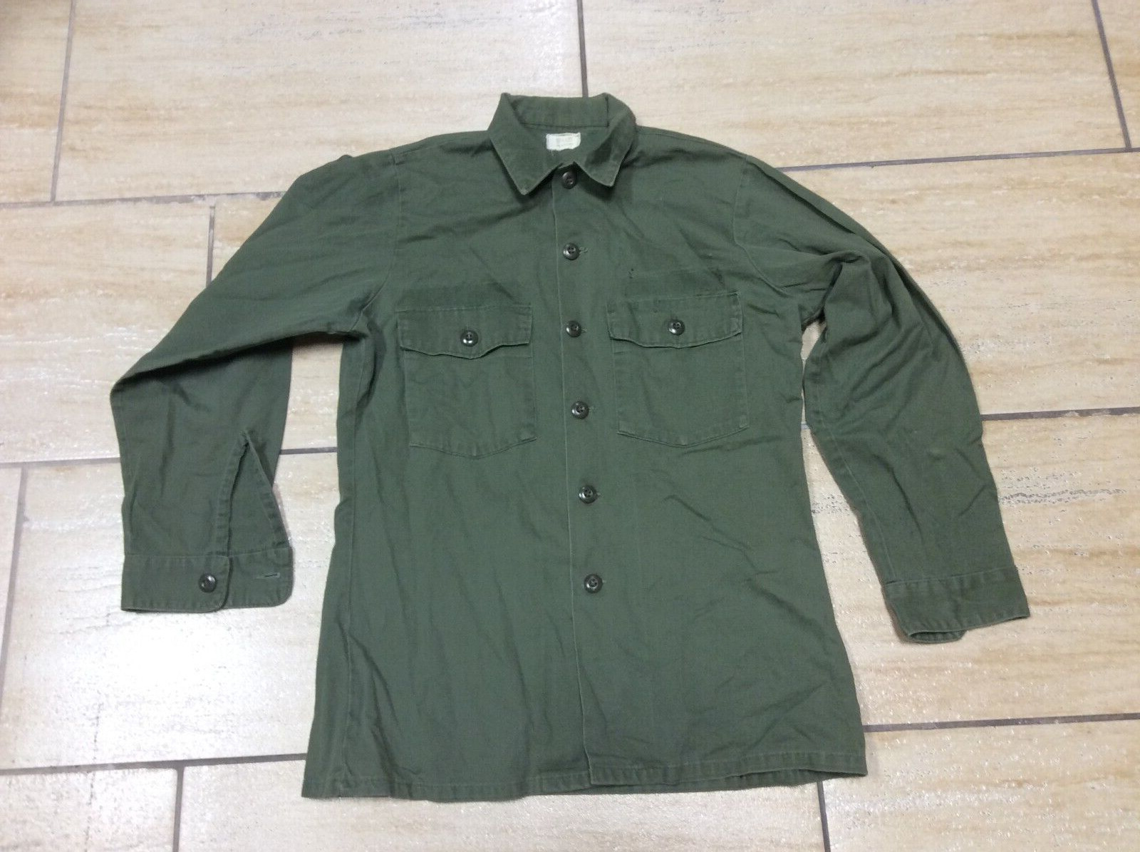 Vintage US Army Shirt Utility Poly Cotton Durable Press OG-507 SZ 15 1/2 X 33