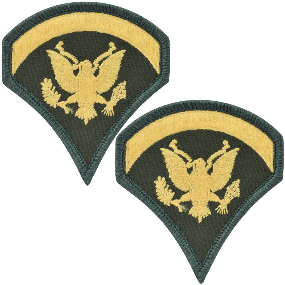 Army Specialist 5-Stripes Rank Gold On Green Cloth - 1 pr Sew On