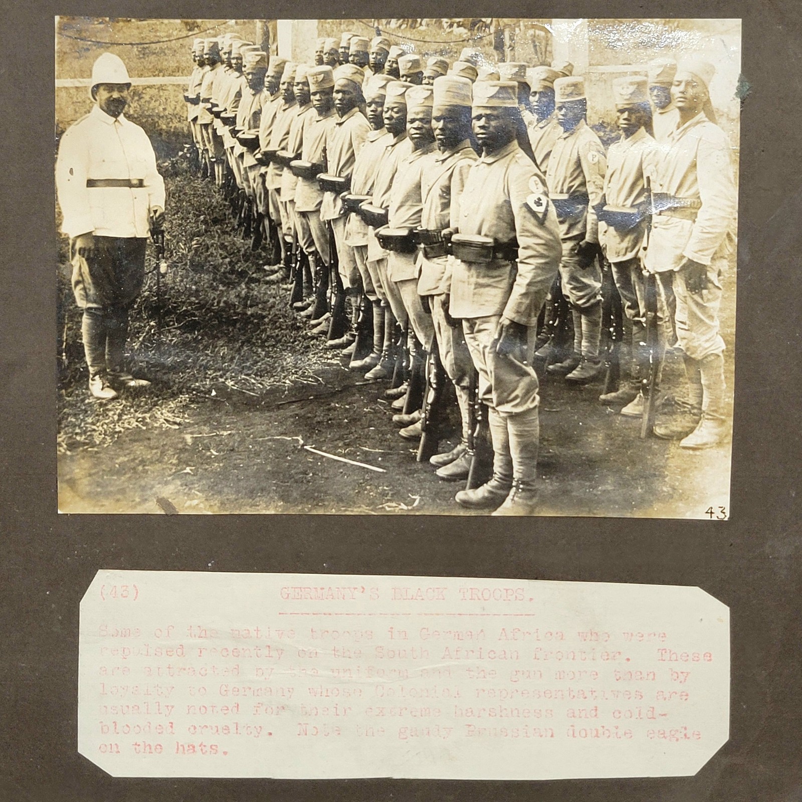 WW1 German East Africa Askari Schutztruppe Tarbush Cap Eagle Badge c1915 Photo