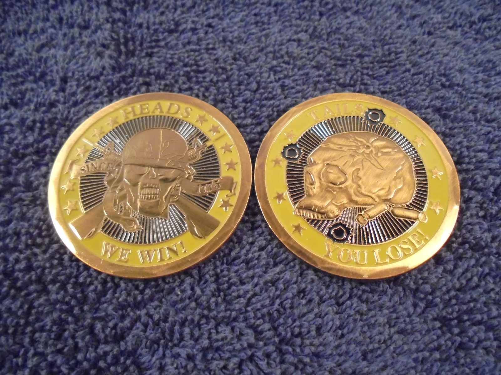 Veterans Challenge Coin-Heads We Win/Tails you lose - We win every time w/ case