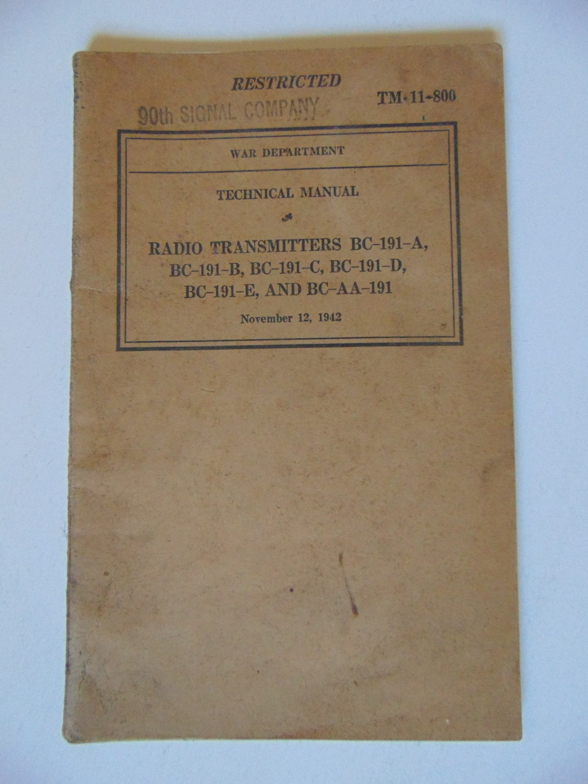 Vintage Original 1942 War Department Radio Transmitters Technical Manual