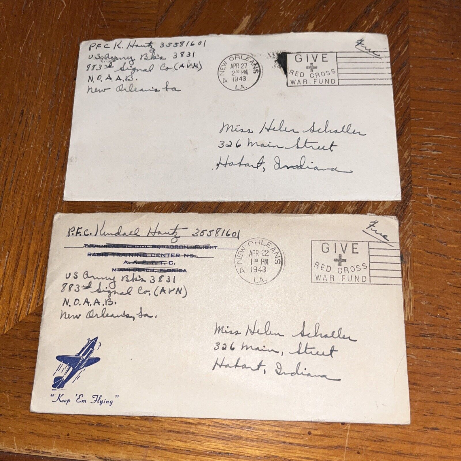 1943 WWII 883rd Signal Corps Love Letters New Orleans Air Depot Training Station