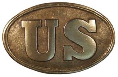 Antique Style Military Civil War US UNION Belt Buckle Oval SOLID Brass 