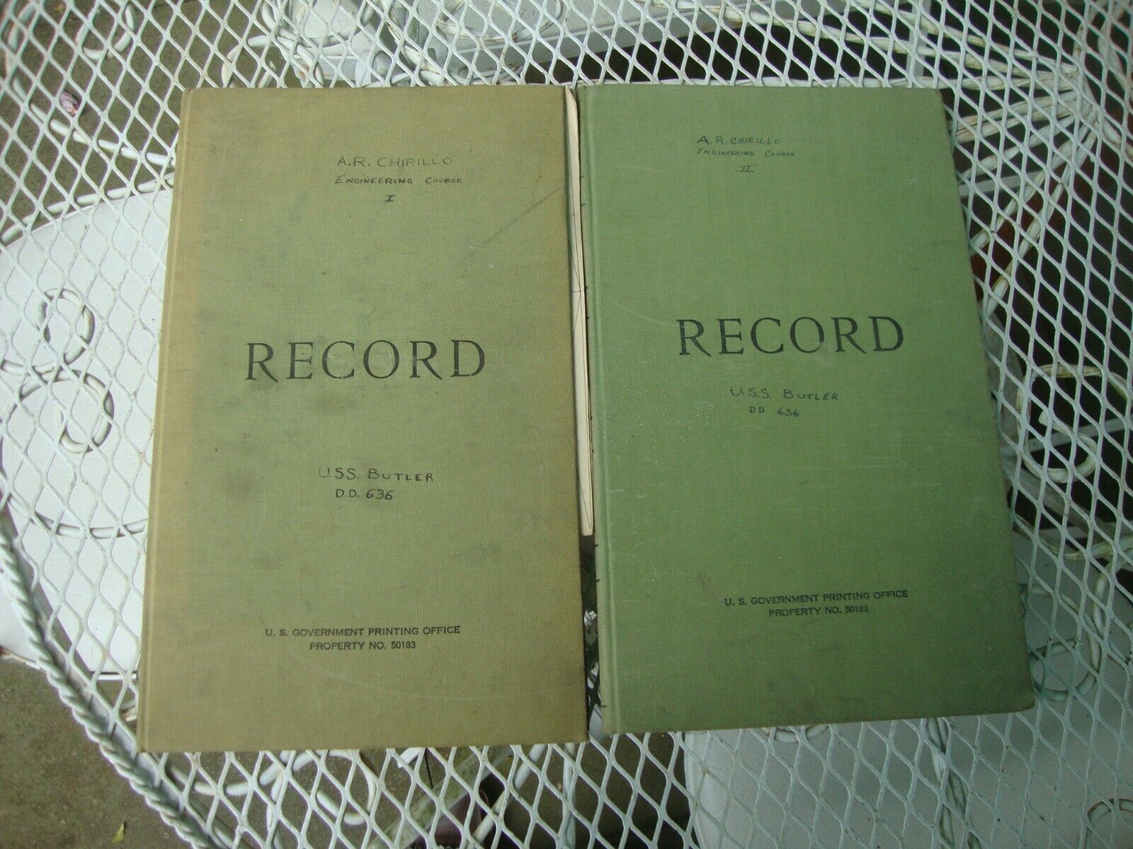 USS Butler DD 636 ENGINEERING COURSE RECORD BOOK by A.R. CHIRILLO ~1942-43