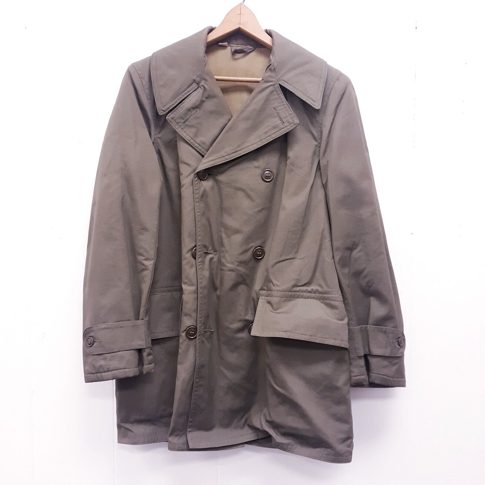 Vintage Mackinaw Coat Jacket Size 34 Olive 1945 ww2 Edward goldman military