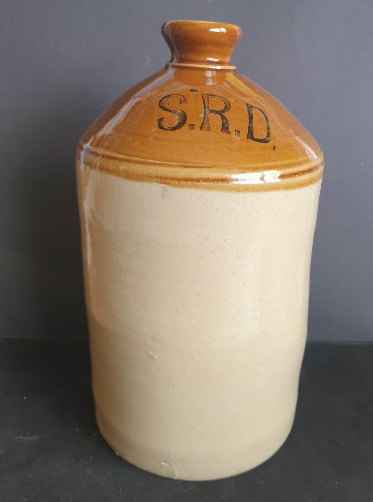WW2 British Royal Navy Salt-Glazed Rum Jar for The Serving of Grog Dated 1945 #2