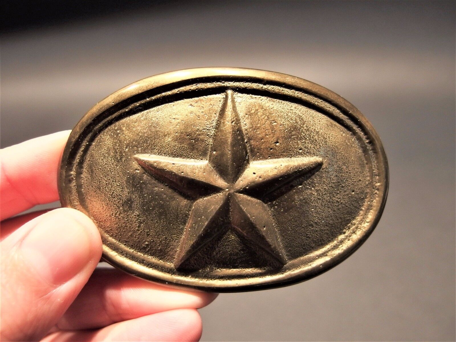 Antique Style Civil War Belt Buckle Plate Texas Star SOLID Brass