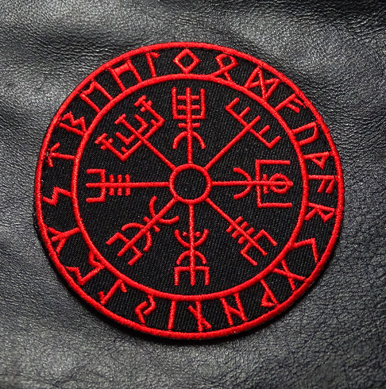 VIKING COMPASS VEGVISIR 3.5 INCH RED/BLK HOOK PATCH BY MILTACUSA