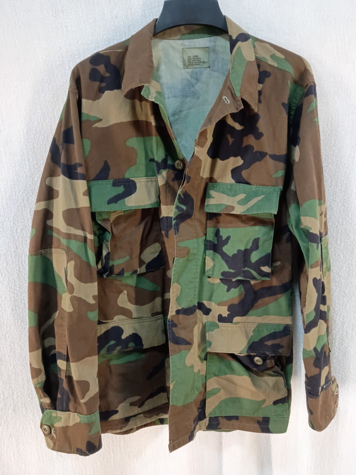 Vintage 1997 US Military Woodland Camo BDU Jacket Coat Large Regular 90s USGI
