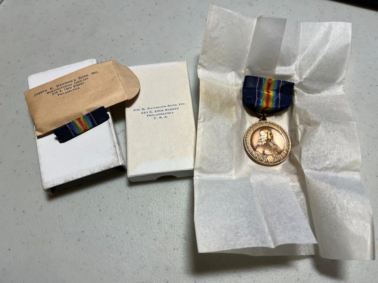 WW1 US Army Pennsylvania 28th Inf National Guard Service Medal w/ Box v5