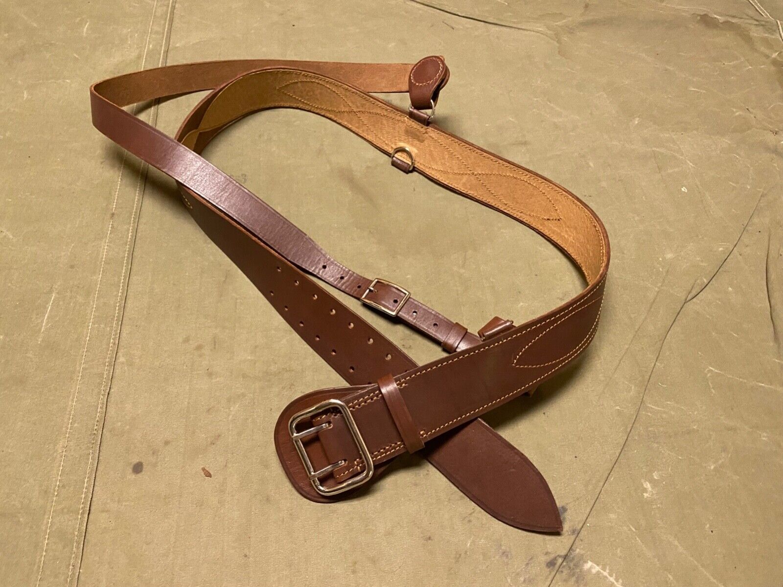 WWII SOVIET RUSSIA NKVD COMMANDER OFFICER LEATHER FIELD BELT- FITS TO A 38 INCH