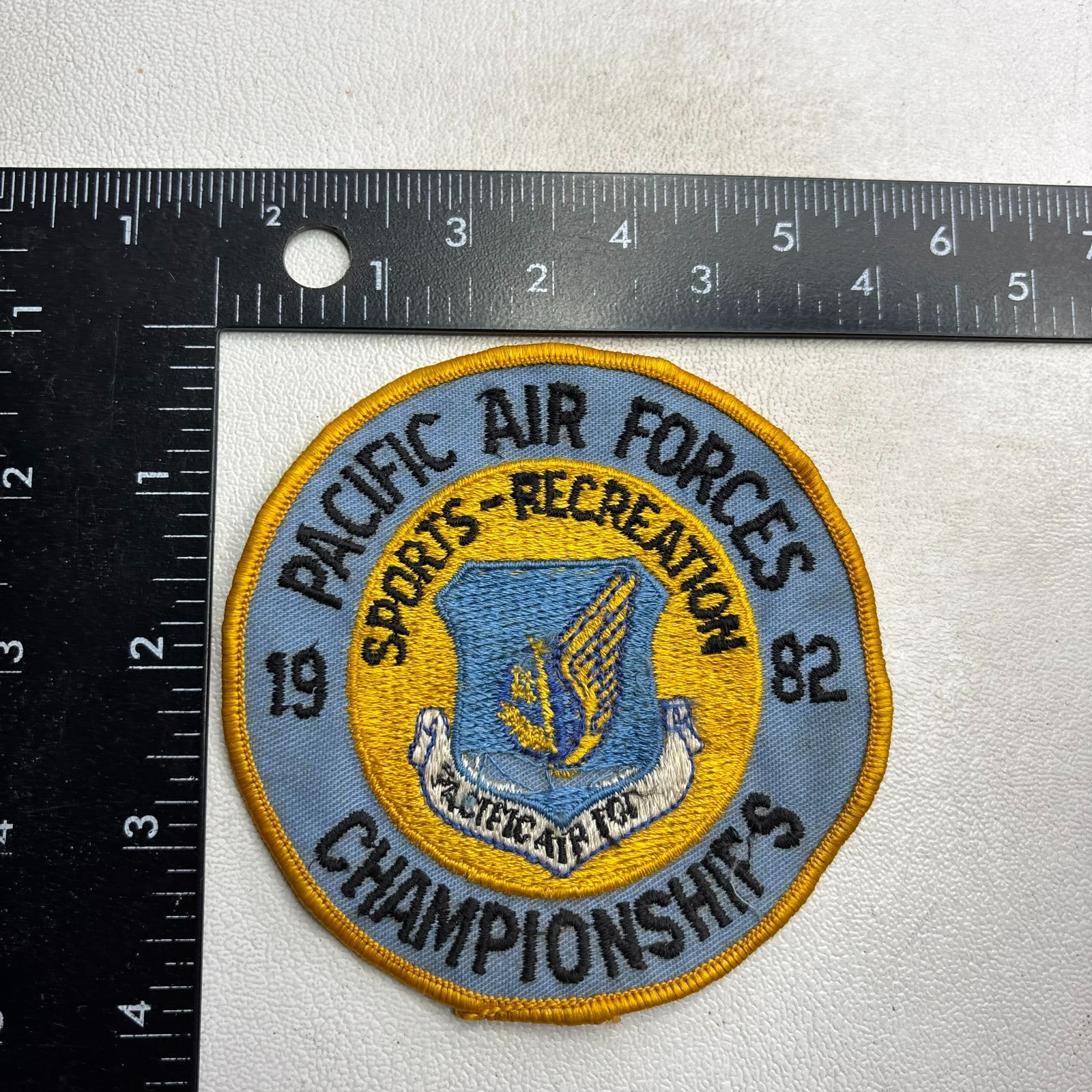 Vtg Damaged 1982 PACIFIC AIR FORCES SPORTS-RECREATION CHAMPIONSHIPS Patch 64WF