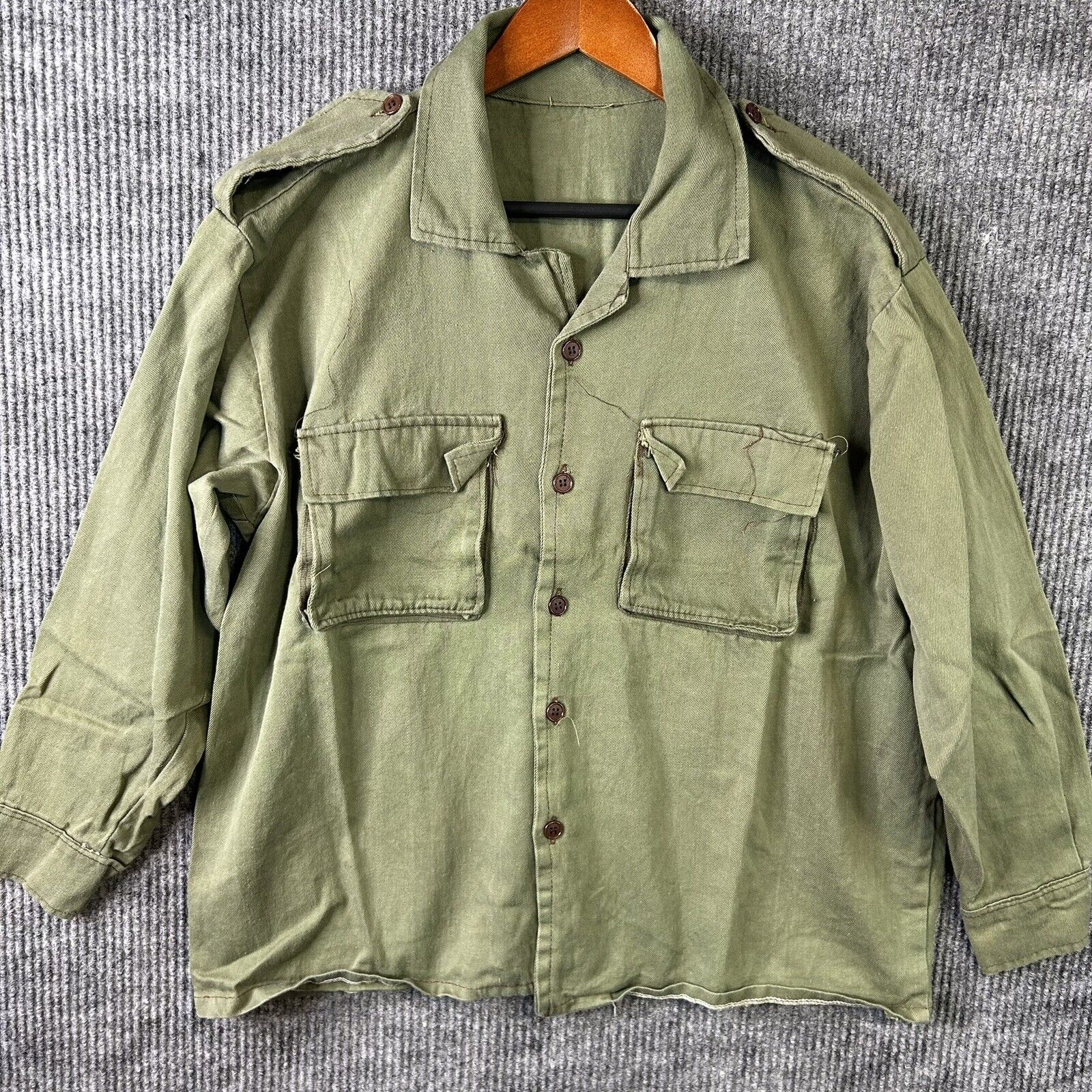 Vintage Military Vietnam Sateen Utility Shirt OG 107 Men’s XL Sleeve