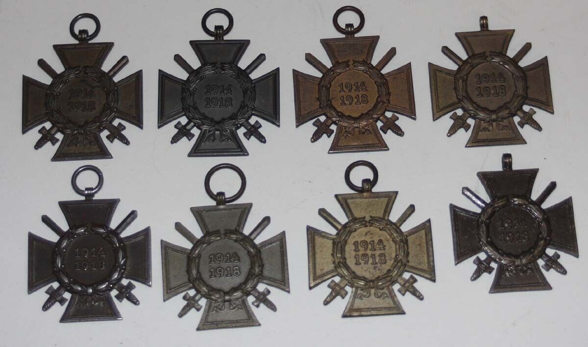 COLLECTION OF 8 DIFFERENT WW1 HINDENBERG HONOUR CROSS MEDALS LOT #4